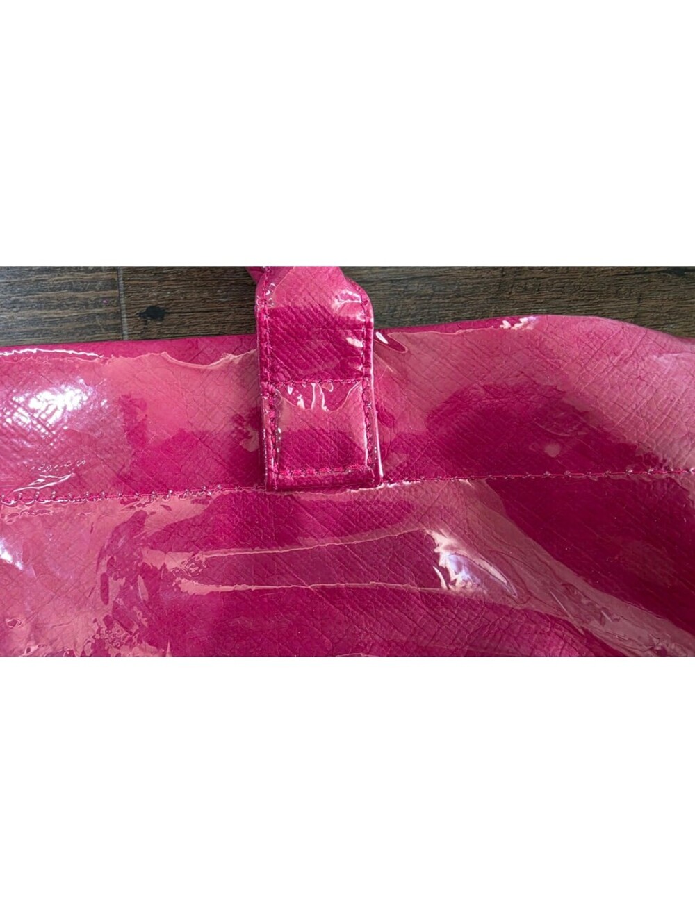 Pink Glossy Tote Bag with Stylish Lettering - Picture 11 of 11